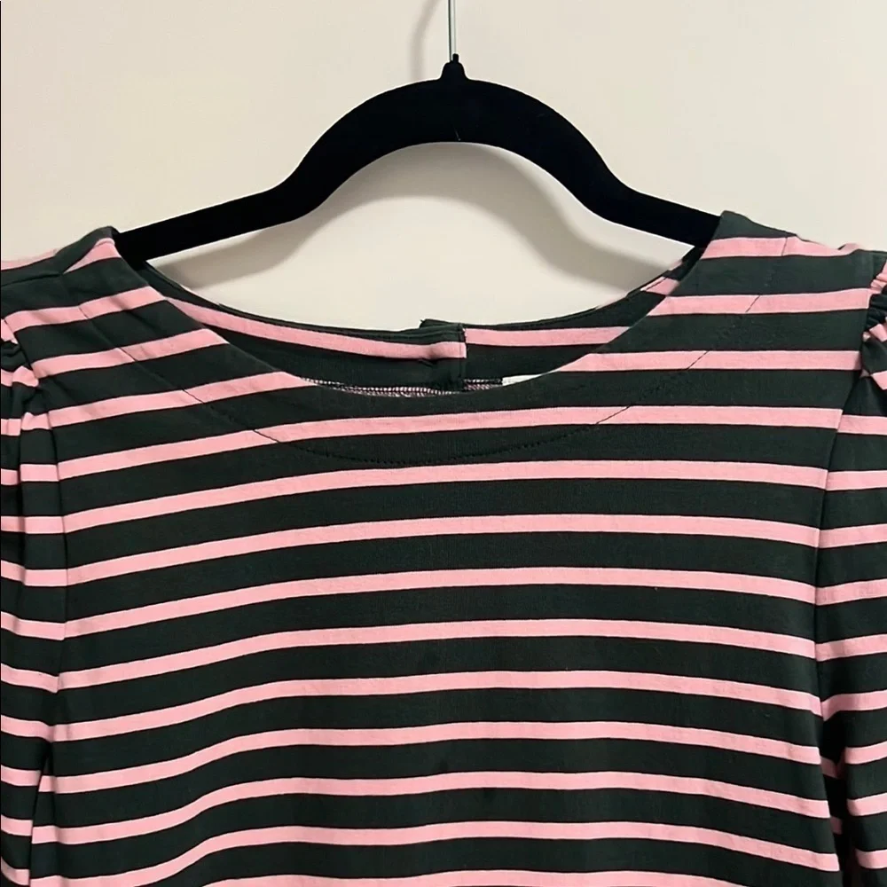 J. Crew Striped Pink and olive green J.Crew Women's Top - Small - Picture 2 of 7